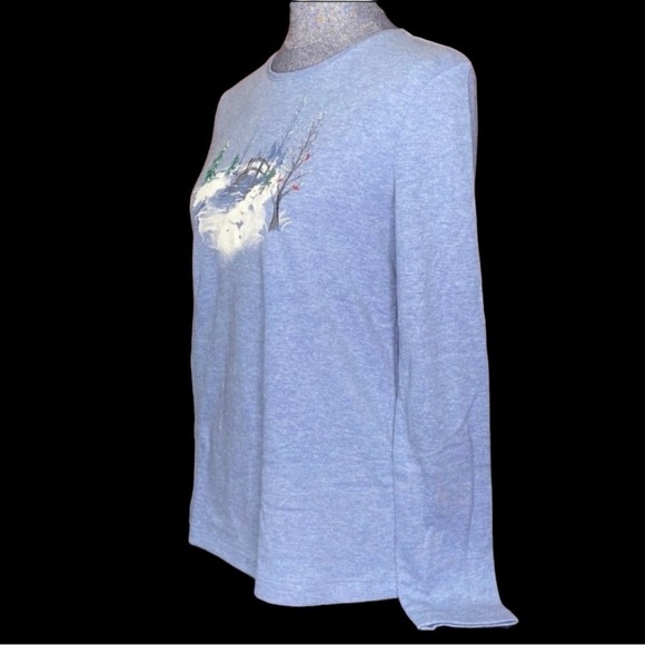 New with tag croft & barrow long sleeve tee SZ small NWT shirt with rhinestone - Picture 3 of 4